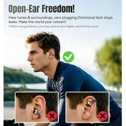 Clip on Earbuds Open Ear Wireless Bluetooth 5.4 Headphones with Mic,50H Play,Noise Cancelling,Waterproof,Sports Ear Buds,Lightweight Open Ear Headphones with C-Shaped Bridge,Workouts (Black)