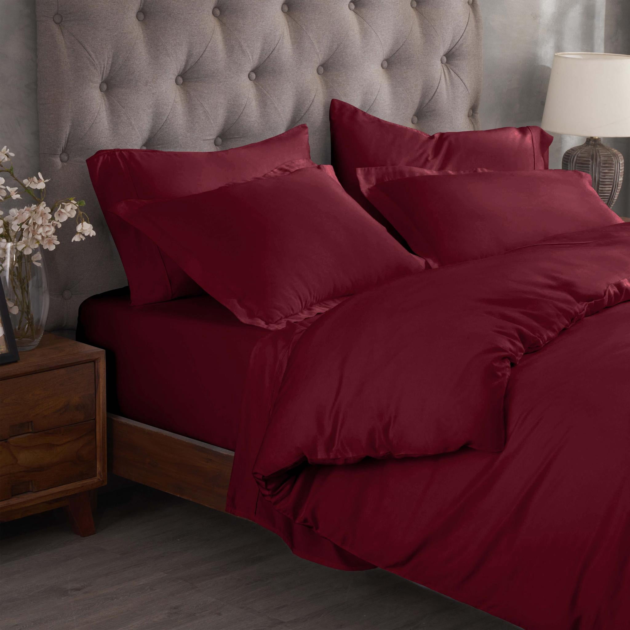 Superior Egyptian Cotton 300 Thread Count Duvet Cover Set, King/ Cal King, Burgundy