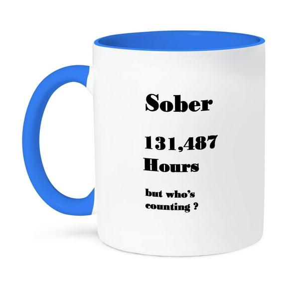 3dRose, Image of Sober 15 Years Or 131487 Hours, 11oz Two-Tone Blue Mug