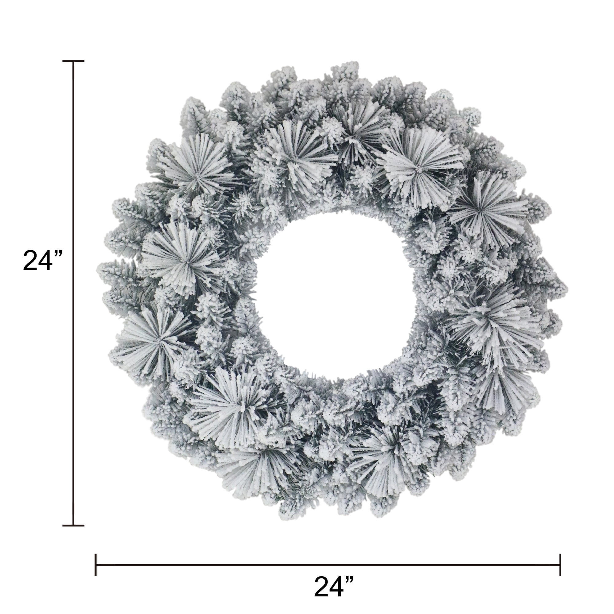 Snow-Flocked Evergreen Artificial Christmas Wreath, Green and White, 24", by Holiday Time