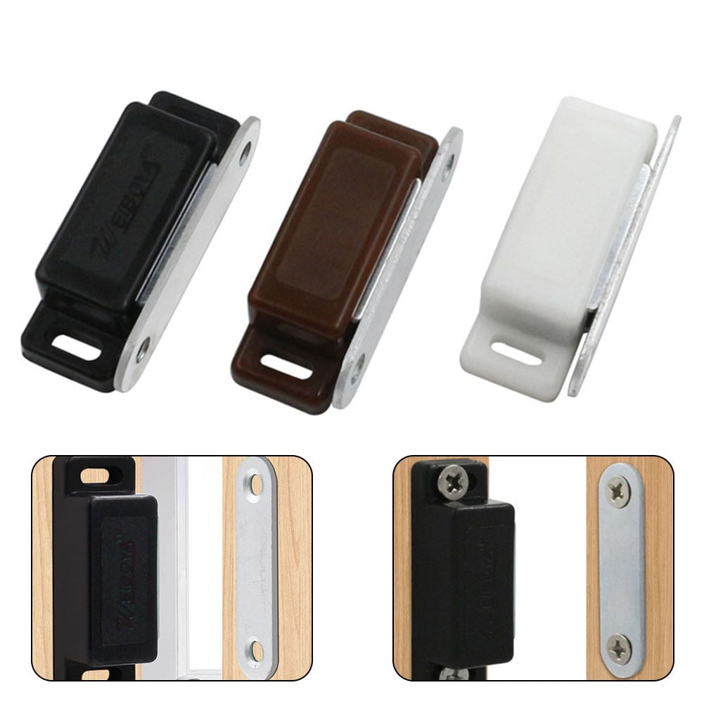 4X Magnetic Catch Cupboard Door Latch White Cabinet Catch Magnet with Screws