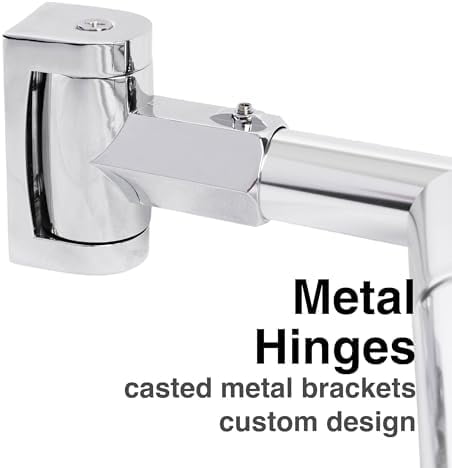 Double Curved Shower Rod, Metal Construction, Adjustable Between 44 to 70 Inches, Aluminum Rods and Zinc Mounting Hardware, Quality Modern Bathware, Chrome Finish