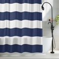 thumbnail image 2 of Navy Blue and White Stripes Shower Curtain for Bathroom, Marine Style Waterproof Shower Curtains Washable Quick Dry with Hooks Bathtub Curtains 72x72IN, 2 of 9