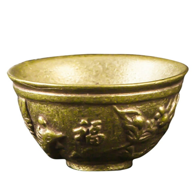 Golden Brass Bowl for Decoration Use Fine Craftsmanship Home Office Desktop Adornment 1 Pc