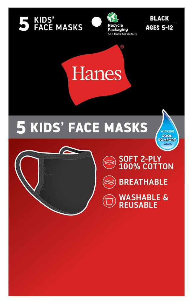 Hanes Kids Face Mask For Age 512 Pack of 5 and Breathable