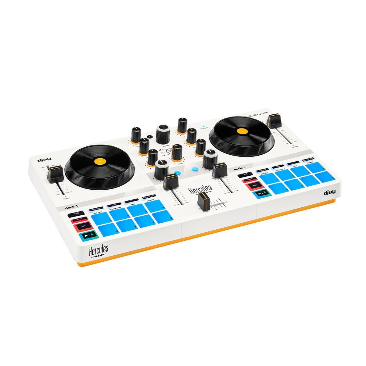 Hercules DJControl Mix Ultra Compact Battery Powered DJ Mixer with Headphones Package