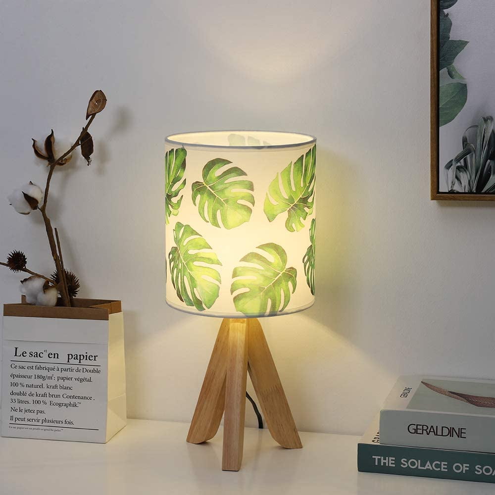 Tripod Table Lamp Kids Nightstand Lamp with Fabric Lampshade