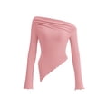 thumbnail image 1 of Blusa PRETTYGARDEN Y2K con escote asimétrico y hombros descubiertos, talla L, 1 of 9