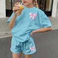 thumbnail image 6 of Gamivast Girls Summer Shorts Set Short Sleeve T Shirt and Elastic Bottoms with Bow Knot Print 2 Piece Outfits Casual Playwear Soft Clothes, 6 of 6