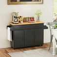 thumbnail image 4 of Costway Rolling Kitchen Island Kitchen Cart with Tilt-out Trash Cabinet Island Table Black, 4 of 10