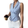thumbnail image 3 of Womens Striped Sleeveless Shirt Tie Waist Slim Fit Tank Top Casual Chic Blouse Summer Tunic Vest M, 3 of 10