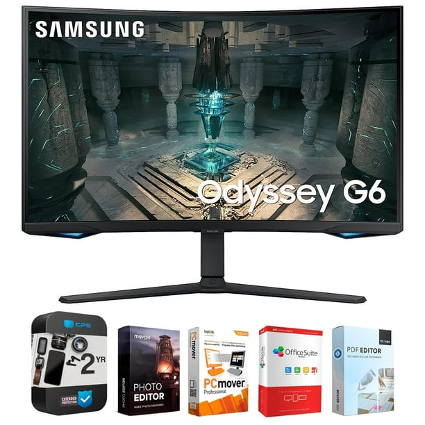 Samsung 32" Odyssey G65B QHD 240Hz 1ms HDR600 Paquete de Monitor Curvo para Juegos 1000R con Tecnología Smart USA Elite Suite Paquete de 18 Programas de Edición Estándar + Paquete de Protección Mejora