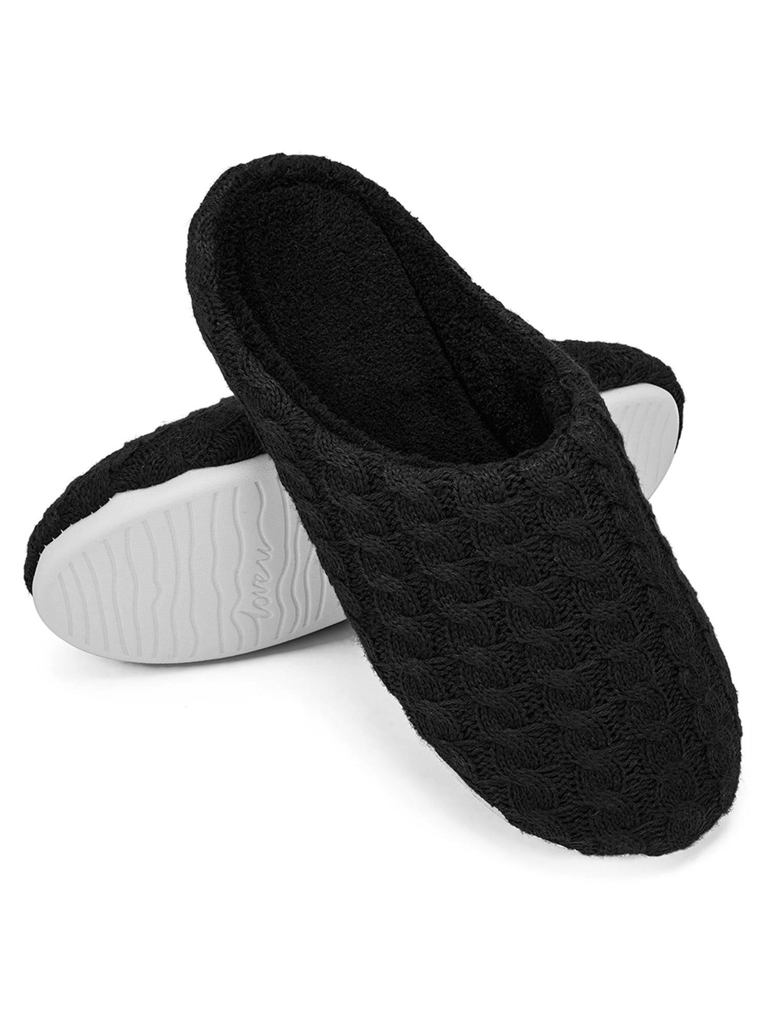 Men Knitted Cotton Home Slippers Soild Color Clog Slippers Lightweight Indoor Shoes Flat Closed