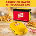 thumbnail image 2 of Oscar Mayer Sandwich Maker with Beverage Cooler Bag, 5-Inch Nonstick Cooking Surface with Indicator Lights and Lock Feature, Lunch and Beverage Tote Included, Yellow, 2 of 14
