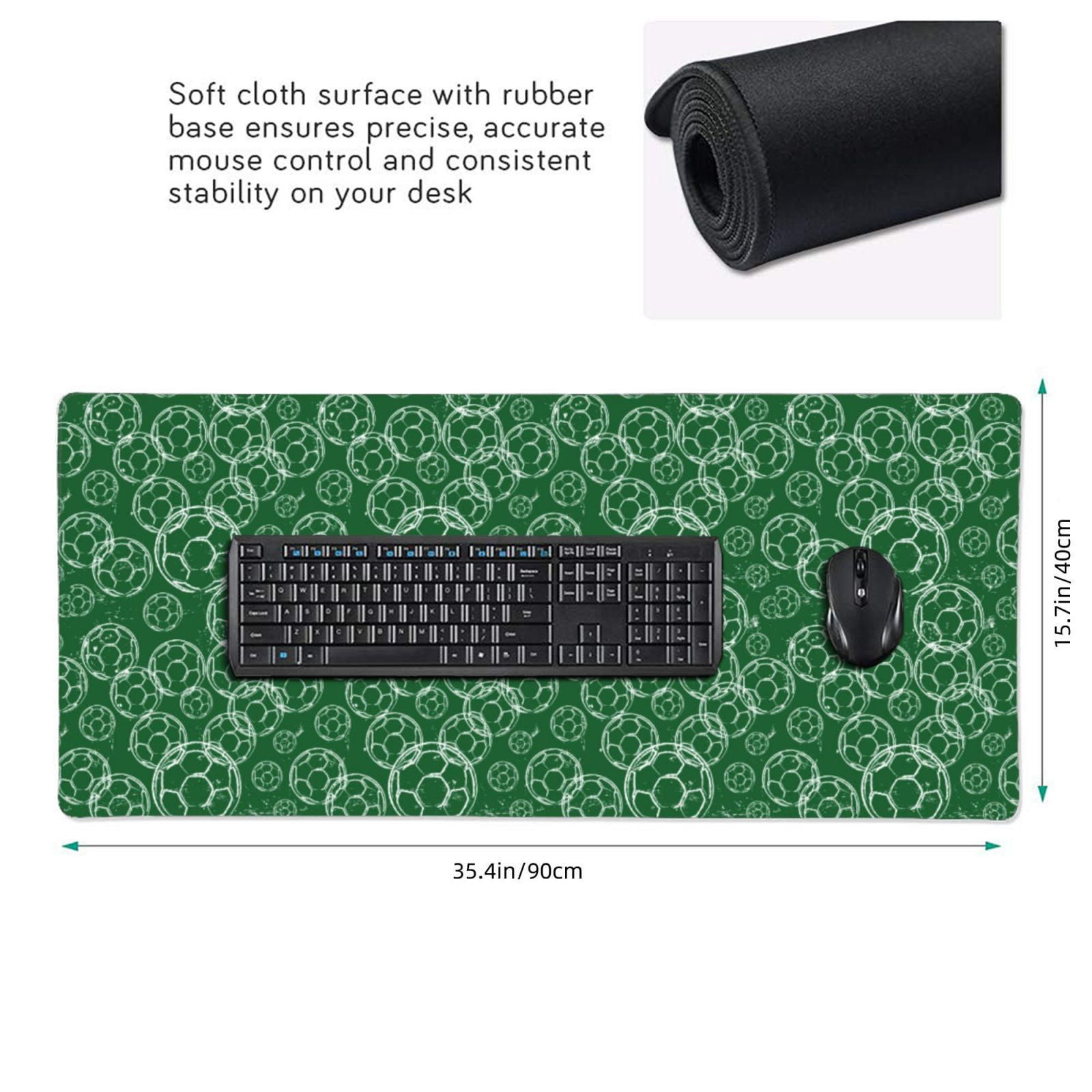 Xecao Soccer Print Large Mouse Pad, 16x35.5in Mousepad, Professional Non-Slip Rubber Base Big Mouse Pad, Mouse Pad for Gaming & Office Full Desk Mouse Pad