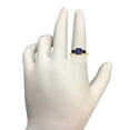 thumbnail image 4 of AoneJewelry 2.20 Carat Sapphire and Black Diamond Three Stone Ring In 10K Solid Rose, White & Yellow Gold, 4 of 5