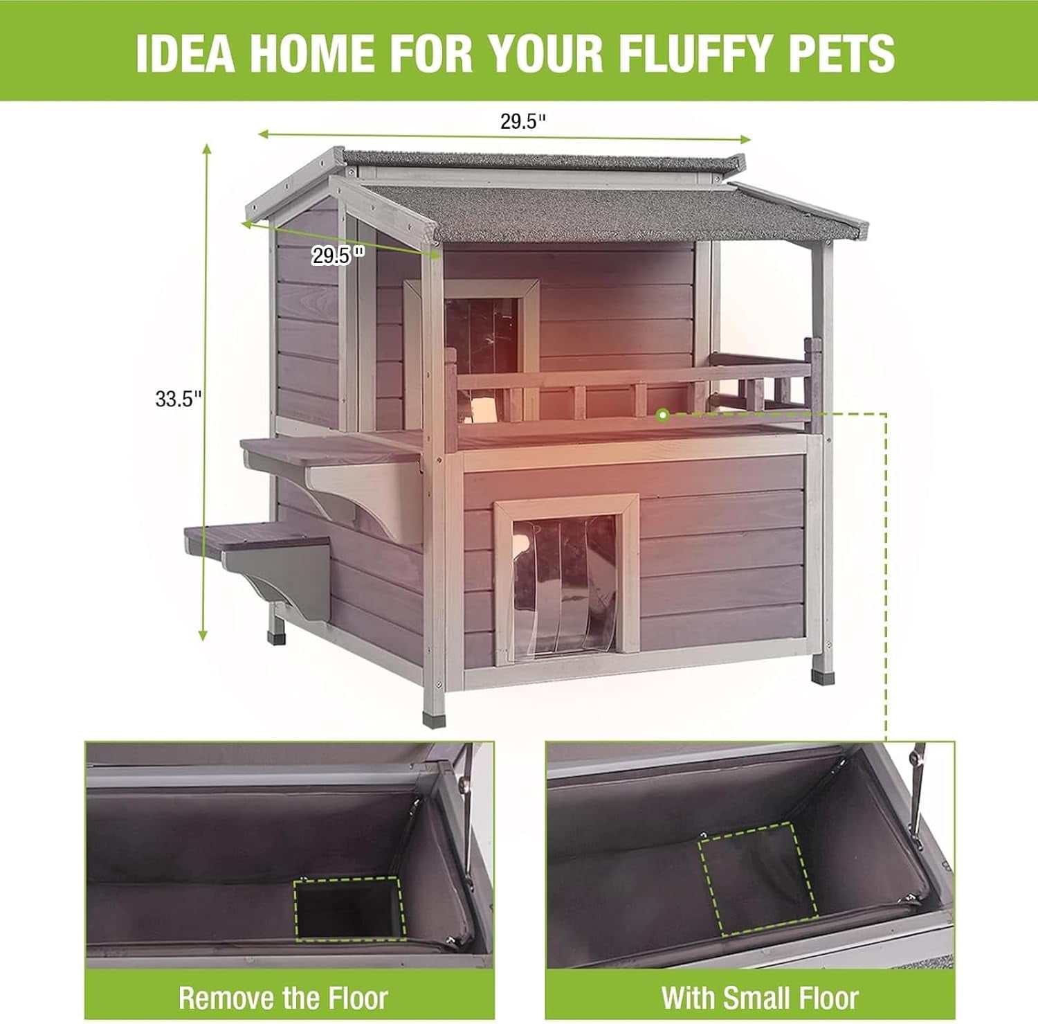 Aivituvin Cat House Outdoor Insulated Kitty Shelter with 100% Liner for Winter,Waterproof Great for Indoor & Outdoor Use