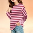 thumbnail image 2 of Girls' shirt Long Sleeve Crewneck Striped Print Tops Casual Soft Baggy Pullover Sweatshirt for Kids, 2 of 6