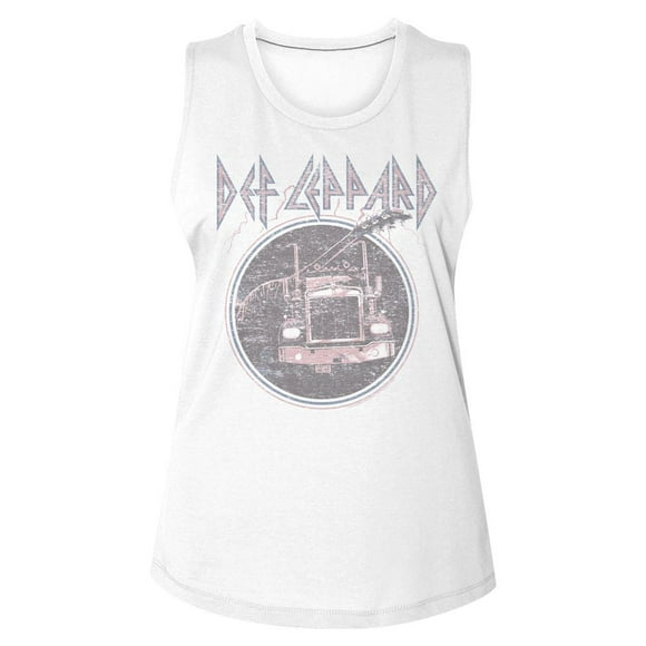 Def Leppard Pinktruckblue White Ladies Muscle Tank 2Xl