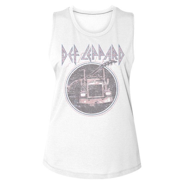 Def Leppard Pinktruckblue White Ladies Muscle Tank M