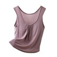 thumbnail image 2 of Fanxing Built in Bra Tank Tops for Women V Neck Camisole Padded Workout Yoga Thin Spaghetti Strap Comfy Shelf Bra Undershirts Purple,XXL, 2 of 6