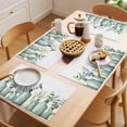thumbnail image 5 of Teal Eucalyptus Leaves Placemats Set of 6 Watercolor Vase Birds Place Mats Indoor Wipeable Table Mats Washable Cloth Dining Table Placemats for Kitchen Holiday Party Home Decor 13x19 Inch, 5 of 9