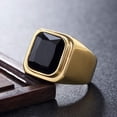 thumbnail image 2 of Men's Stainless Steel Gold/Silver/Black Plated Ring with Square Gemstone Multicolor Stone, 2 of 14