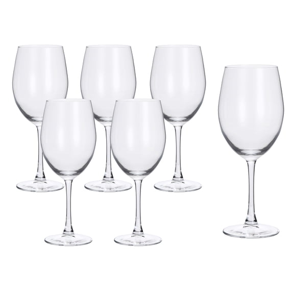HOMEHUT White Wine Glasses, Clear Glass, Long Stem, Elegant Set of 6, 13 Oz