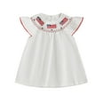 thumbnail image 2 of Gubotare Girls Dresses Little Girls Dress Ruffle Sleeve Floral Smocked Dresses Kids Casual Outfits Toddler Summer Tiered Boho Sundress Size 12-18 Months (White,12-18 Months), 2 of 4