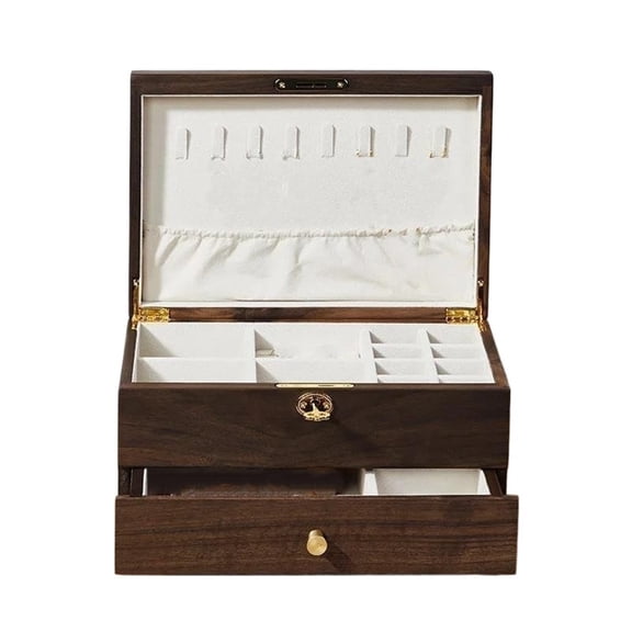 Double Layer Large Wooden Jewelry Box Organizer Women Men Jewelry Display Drawer Case Earrings Ring Necklace Jewellery Storage