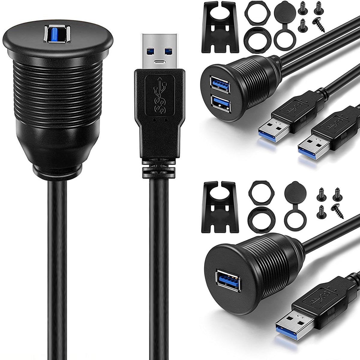 1/2 Ports 1m/3ft USB 3.0 Male to USB 3.0 Female Flush Mount Car Mount Extension Cable for Car Truck Boat Motorcycle Dashboard Panel 1/2 Ports 1m/3ft USB 3.0 Male to USB 3.0 Female Flush Mount Car Mount Extension Cable for Car Truck Boat Motorcycle Dashboard Panel