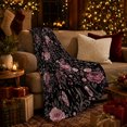 thumbnail image 3 of Dark Romantic Celestial Floral Keys Pattern, Mystical Celestial Art Scene, Warm Flannel Blanket for Sunroom and Reading Nook, Celestial Art Lovers Valentine's Day Gift, Artistic Home Decor, 3 of 9