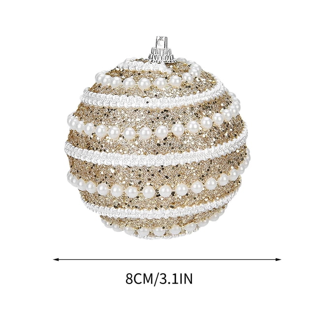 Decoraciones Del Árbol de Navidad,Ornamentos de Navidad de Hilo de Perlas de Alto Grado Bolas Pintadas 8cm,Colgantes Del Árbol de Navidad Suministros de Decoración Festiva,Árbol de Navidad Pequeño