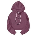 thumbnail image 4 of BODOAO Women's Casual Long Sleeve Crop Top Hoodies Oversized Solid Color Sweatshirts Pullover Lapel Loose Casual Hoodie Short Sweatshirts Sweatshirt with Drawsting Basic Cropped Tops Hot Pink Xl, 4 of 5