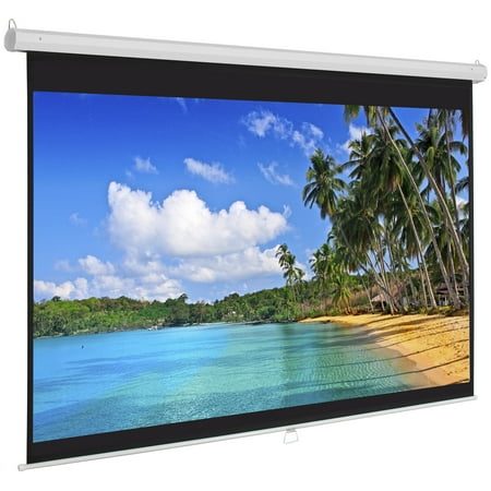 Insta De Projection Screen - Best Choice Products 119in Ultra HD 1:1 Gain Indoor Pull Down Manual Widescreen Wall Mounted Projector Screen for Home, Cinema, TV, Theater, Office - White
