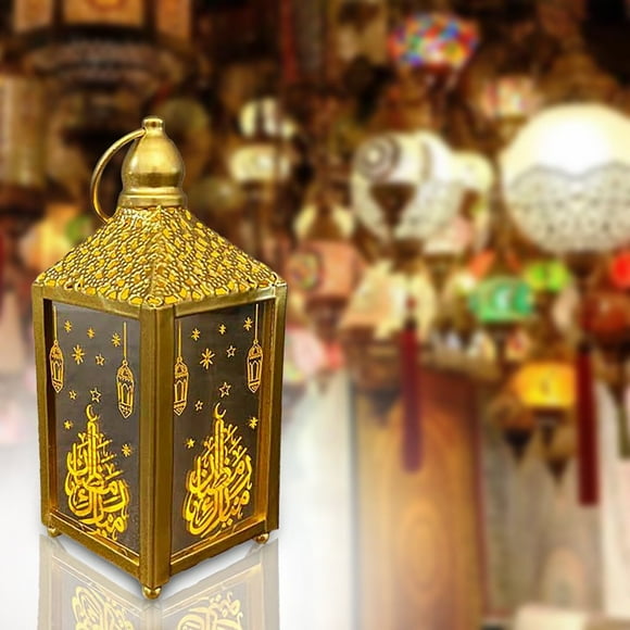 AMERTEER Lights Holiday LED Night Light Ramadan Ramadan Lanterns Hanging Iron Lighting Lantern Wrought Decoration Decoration & Hangs