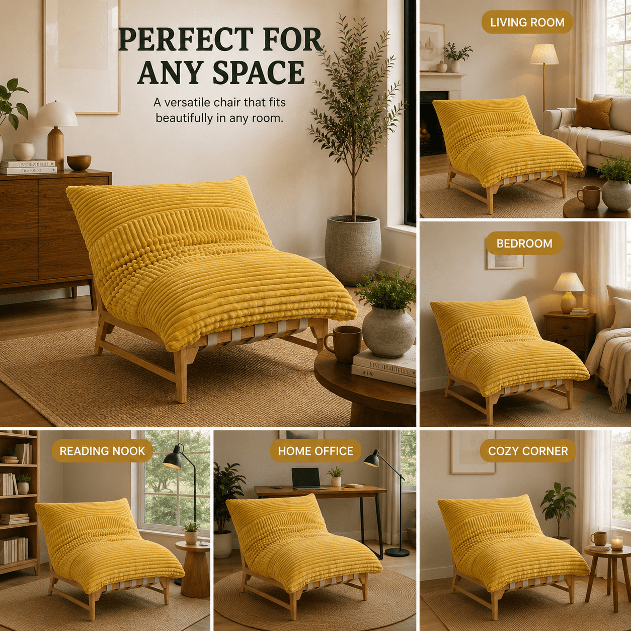 MOONMISS Oversized Cloud Lounge Accent Chair, Comfy Reading Chair for Living Room,Yellow