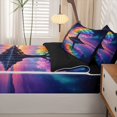 thumbnail image 5 of Homewish Romantic Tree Of Life Zipper Twin Comforter Sets with Fitted Sheet and 2 Pillowcases,Night Starry Sky Zipper Bedding Set,Blue Purple,Black Reversible,4pcs, 5 of 8