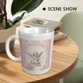 thumbnail image 4 of Valentines Hot Drinks Coffee Mug Gift Love Flower Angel Pretty Romantic Pink And White Ceramic Unspillable Reusable Insulated School Family Pantry Office Mug Anniversary Decorative 11 Ounce, 4 of 5