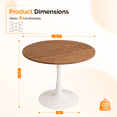 thumbnail image 4 of Tcbosik 39.4" Round Dining Table, Tulip Kitchen Table with Metal Pedestal Base for 4 Person, Walnut & White, 4 of 8