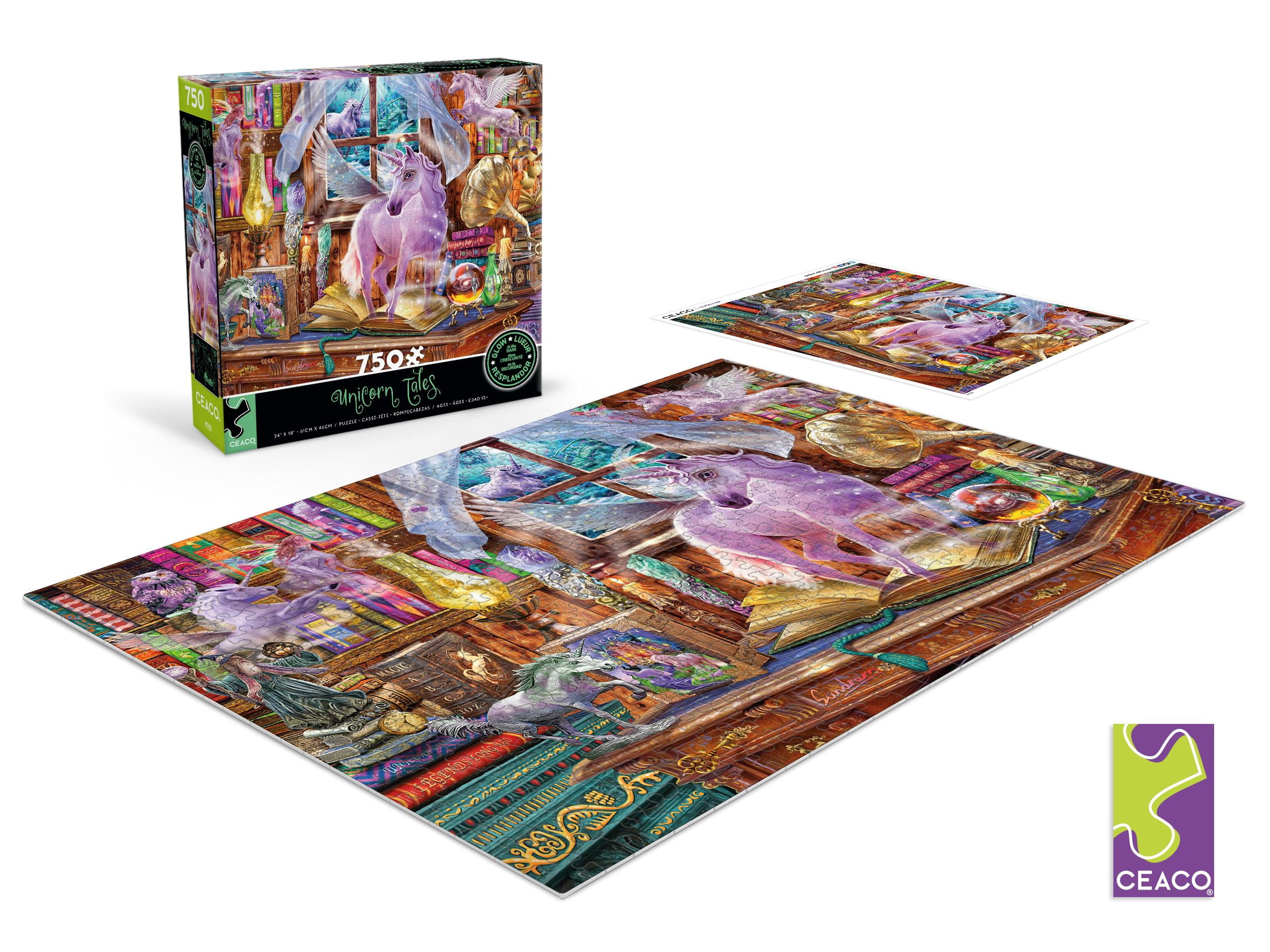 Ceaco Glow In The Dark Puzzle – 750 Teile, Leuchtmotiv 'Glowing Skies', 61 X 45,7 Cm, Mit Poster