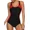 black, variant on Attraco One Piece Women Sports Swimwear Sports Swimsuit Colorblock Swimwear Open Back Boyshort Bathing Suits Bikini Monokini