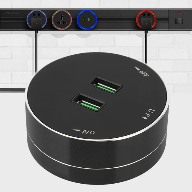 Adaptador De Enchufe Eléctrico, Retardante De Llama AC 110-250V Adaptador De Riel De Alimentación De Puerto USB Dual Multifuncional Moderno Para Oficina