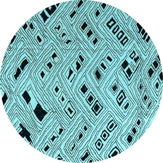 Ahgly Company Indoor Round Abstract Light Blue Modern Area Rugs, 8' Round