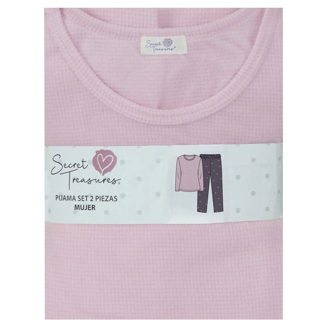 Pijama Secret Treasures para Dama Set Playera Manga Larga con Pantalón Estampado Puntos Rosa Talla EG 2 Piezas.