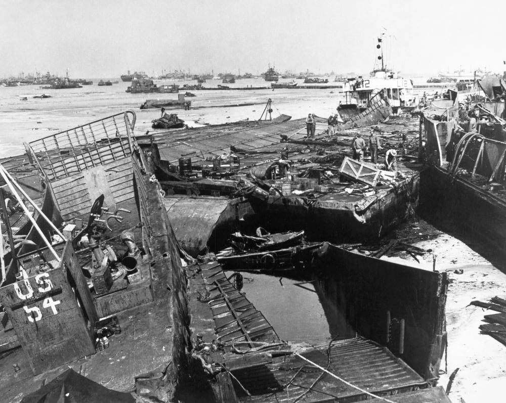 World War Ii D-Day 1944 Ninvasion Crafts Piled Up On Wrecked Whale ...