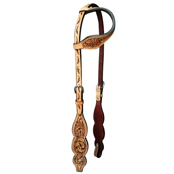 HILASON Western Horse One Ear Headstall American Leather Floral Brown