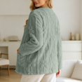thumbnail image 4 of Women's Floral Textured Bed Jacket Long Sleeve Button Front Lounge wear Coat With Pockets (Green XL), 4 of 6