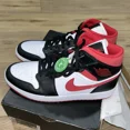 thumbnail image 1 of Ni - ke Air Jordan 1 Mid White Gym Red Black Shoes 554724-122 Mens Size 10 Damaged Box, 1 of 5