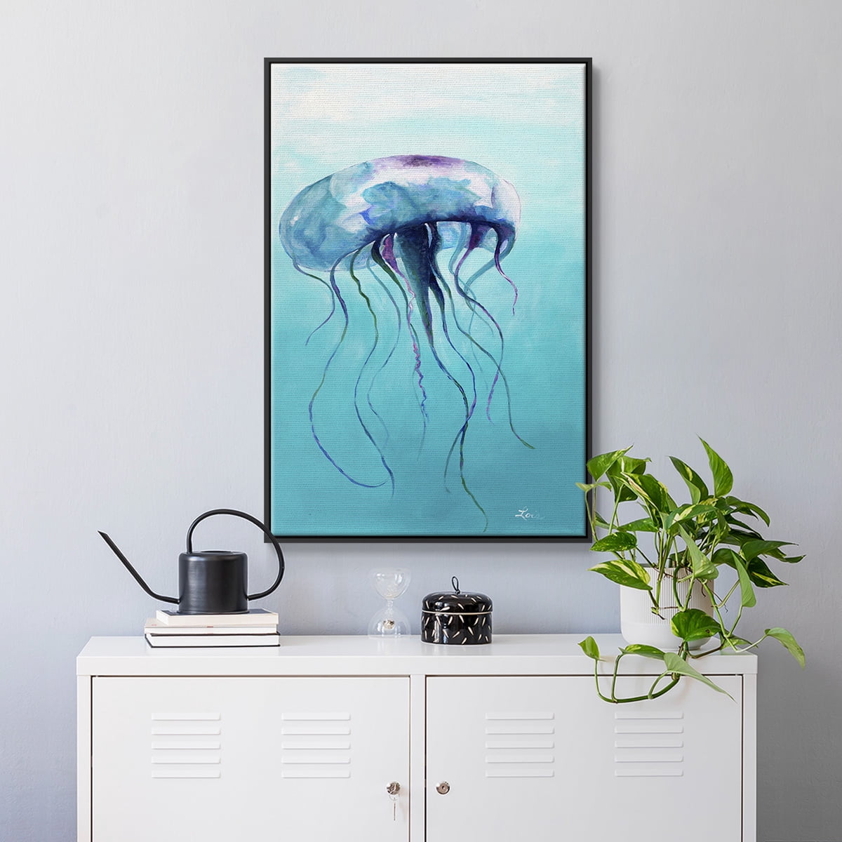 Jelly Fish Framed Premium Gallery Wrapped Canvas - Ready to Hang